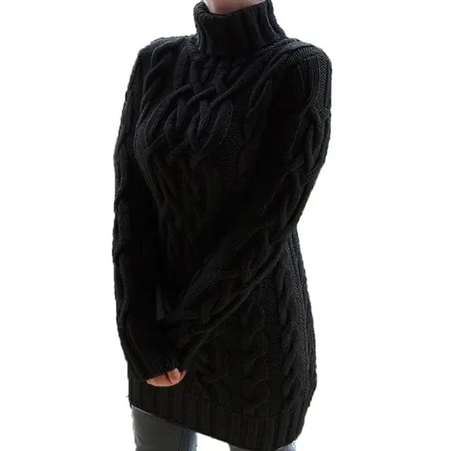 Women’s Turtleneck Twist Knitted Sweater Dress: Elegance & Warmth | Shop Now