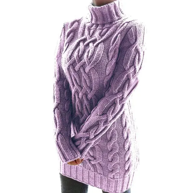 Women’s Turtleneck Twist Knitted Sweater Dress: Elegance & Warmth | Shop Now