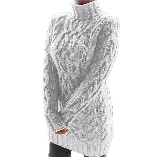 Women’s Turtleneck Twist Knitted Sweater Dress: Elegance & Warmth | Shop Now