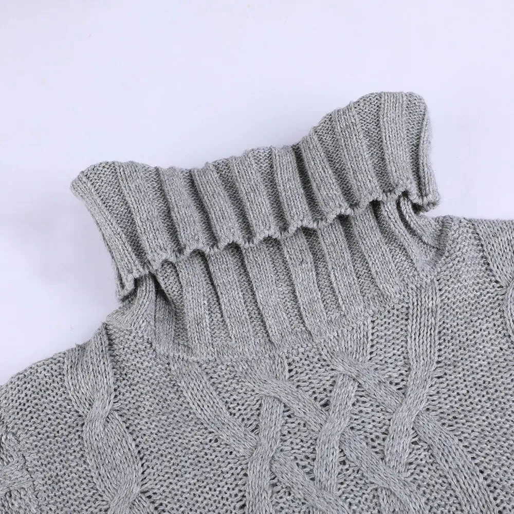 Women’s Turtleneck Twist Knitted Sweater Dress: Elegance & Warmth | Shop Now