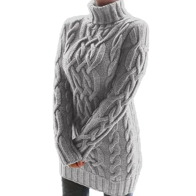 Women’s Turtleneck Twist Knitted Sweater Dress: Elegance & Warmth | Shop Now