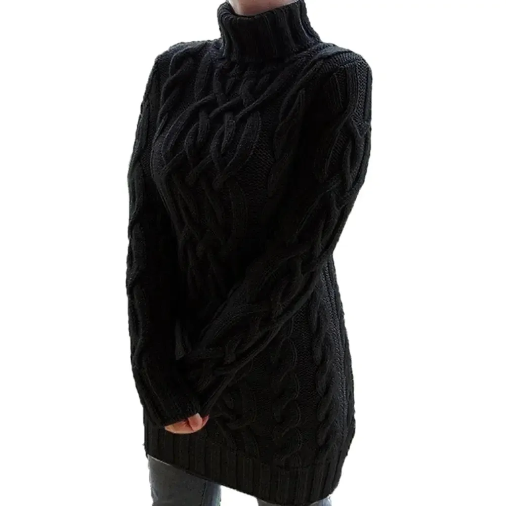 Women’s Turtleneck Twist Knitted Sweater Dress: Elegance & Warmth | Shop Now