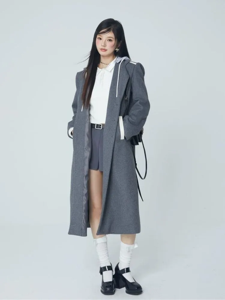 Wool coat with detachable hood【s0000004058】