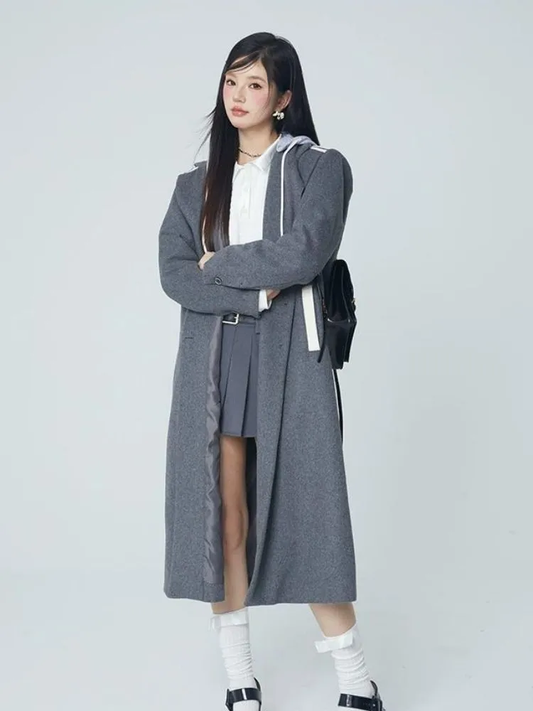 Wool coat with detachable hood【s0000004058】