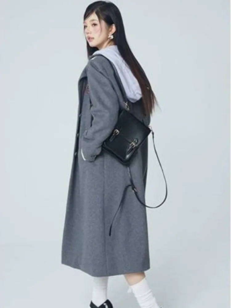 Wool coat with detachable hood【s0000004058】